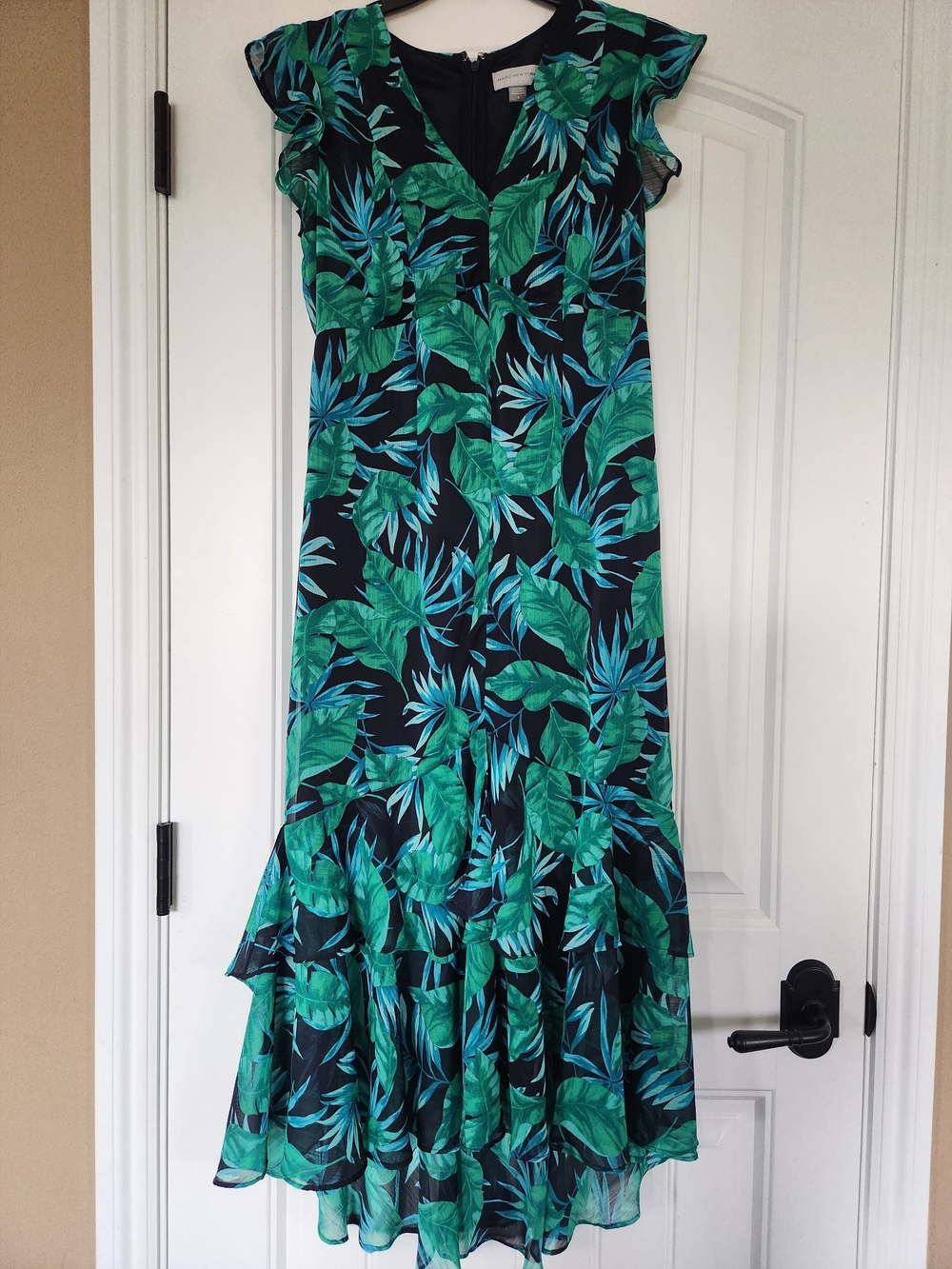 Marc New York Tropical Palm Leaf Ruffle Maxi Dress - NWOT - Size 4
